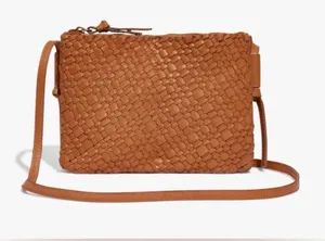 Madewell The Knotted Woven Leather Crossbody Bag Purse Tan Brown thumbnail 1