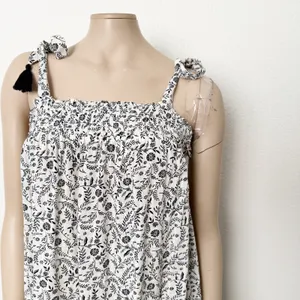 [Old Navy] White Black Floral Print Tassel Tie Straps Swing Dress Size Medium M thumbnail 7