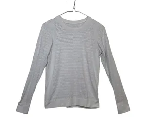 Lululemon Swiftly Tech Long Sleeve Women 4 Light Gray Perforated Mesh Top thumbnail 1