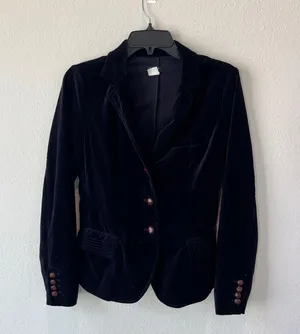J. Crew Dark Blue Velvet Holiday Blazer Size Small thumbnail 1