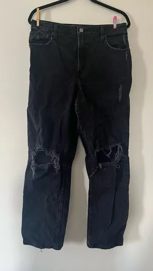 Abercrombie & Fitch Black Distressed Jeans 30 The 90s Straight Ultra High Rise thumbnail 1