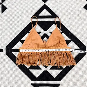 Sage The Label Giulia Boho Fringe Hem Crop Top in Rust Medium thumbnail 6