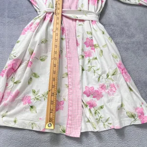 Pink Floral‎ Bath Robe Womens XL Cotton Blend Kimono Style Lightweight Belted thumbnail 8