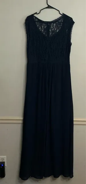 Miusol Women's Navy Blue Lace Cap Sleeve Maxi Evening Dress. 3XL thumbnail 4