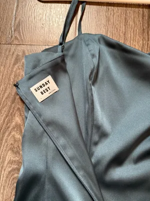 Sunday Best Aritzia Blue Satin Mini Dress thumbnail 4