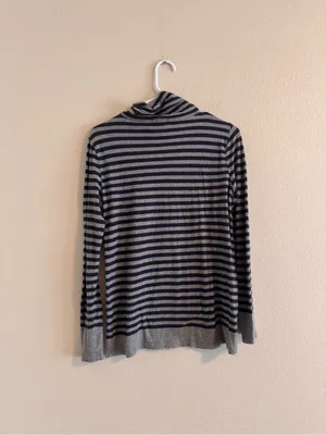 J crew Striped Turtleneck Sweater in Gray & Blue thumbnail 3