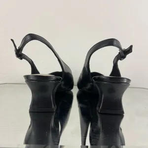 EASY STREET Y2K Black Faux Leather Edgy Bow Slingback Slip On Block Kitten Heels thumbnail 5
