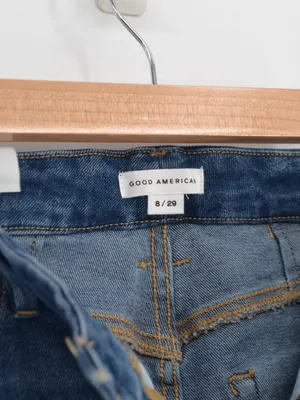 Good American Good Curve Straight Jeans Womens 8 / 29 Blue Raw Hem thumbnail 6