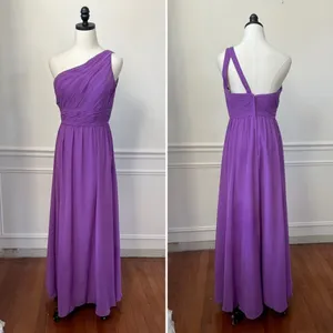 Impressions Bridal One Shoulder Purple Chiffon Bridesmaid Prom Formal Gown 10 thumbnail 2