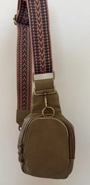 Anthropologie Olive Mini Crossbody with Patterned Woven Strap thumbnail 1