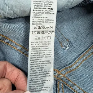 Levi's Dark Blue Distressed High-Rise Jean Shorts thumbnail 11