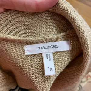 Maurices Women's 1X‎ Beige Geometric Fringe Longline Open Front Cardigan Sweater thumbnail 5