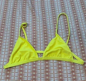 American Apparel Los Angeles Apparel triangle swim top bathing suit top yellow pool beach indie thumbnail 1
