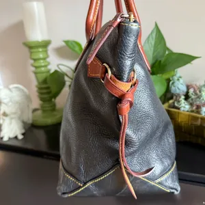 DOONEY & BOURKE Champosa Black Brown Pebbled Leather‎ Satchel Handbag XL thumbnail 6