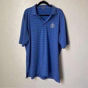 Peter Millar Summer comfort blue striped polo shirt size XL thumbnail 1