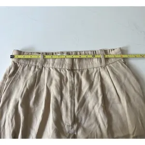 Abercrombie & Fitch Wide Leg Trouser Pants Women’s Large Long High Rise Beige thumbnail 5