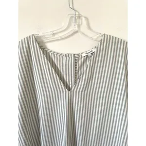 Madewell Striped Button Mini Dress Green Gray Tank Size Small thumbnail 4