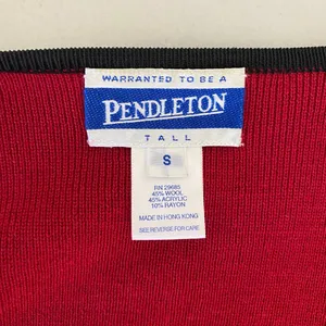 Vintage Pendleton Red Black Beaded Wool Blend Cardigan Holiday Sweater Small thumbnail 3