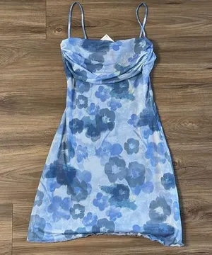 See You Monday Floral blue Mini dress NWT thumbnail 1