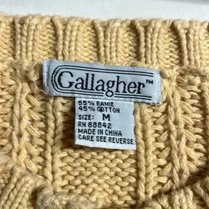 Vintage Gallagher cable knit cardigan zip sweater ramie cotton fisherman grandpa thumbnail 9
