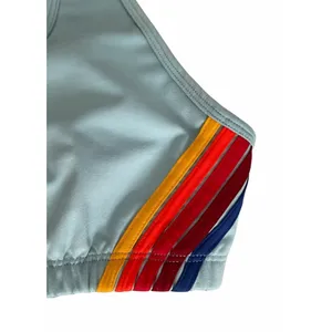 Aviator Nation 5 Stripe 4" High Rise Biker Shorts & Sports Bra Mist Women's Sm thumbnail 4