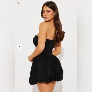 Elegant Black Strapless Mini Dress thumbnail 2