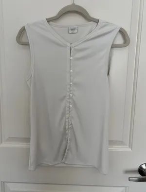 White Abercrombie Button Tank Down thumbnail 1