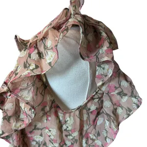 Anthropologie ARYN K. Dress Ruffles Y2K Blouson Sheer Lined Floral Fairy Boho SZ Sm Pinks thumbnail 4