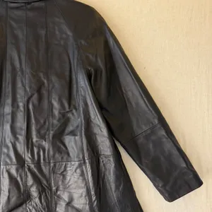 Centigrade Leather Coat women‎ L Black Floral Lining Mid Length Jacket vintage thumbnail 15