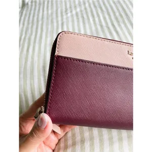 Kate Spade Cameron Large Zip Around Wallet Rose Smoke Wine Colorblock Accordion thumbnail 2