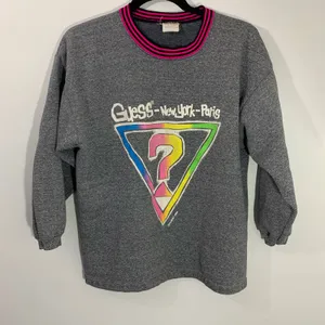 Vintage GUESS Crew Neck Sweatshirt Gray‎ Rainbow Logo 1989 - OS see measu… thumbnail 1