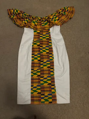 Off shoulder kente midi dress Multiple Size M thumbnail 4
