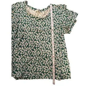 Adorable Lucky Brand women’s casual green white‎ floral tee shirt sz M thumbnail 7
