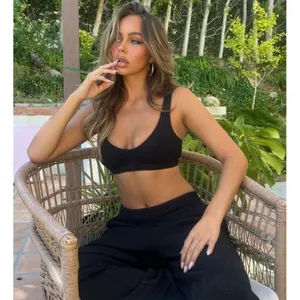 Alo Waffle Weekend Escape Joggers Black High-Rise Waist Thermal Sweats Sweatpant thumbnail 7