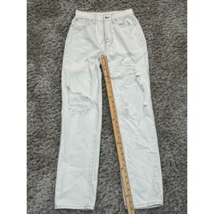 PacSun Women’s Dad Jean Size 23 Distressed Ripped Light Cream Denim High Rise thumbnail 14