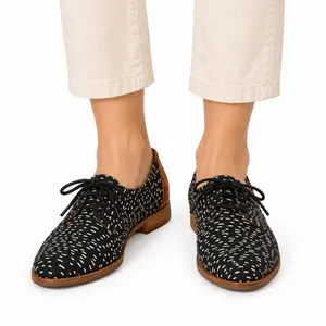 Madewell Size 8 Black Cream Geometric Print Lace-Up Oxford Shoes thumbnail 1