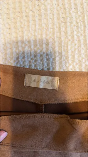 Camel Faux Suede Wrap Skort | Size S thumbnail 3