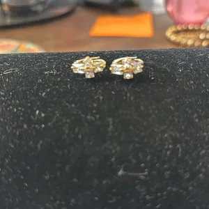Gold Filled cz cross small huggie earrings new thumbnail 2