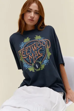 NEW Daydreamer Fleetwood Mac Flower Crest OS Tee ~ Vintage Black ~ SOLD OUT thumbnail 1