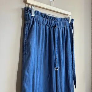 Unbranded Wide Leg Paperbag Waist Pants 12 Blue Womens Lyocell Blend thumbnail 2