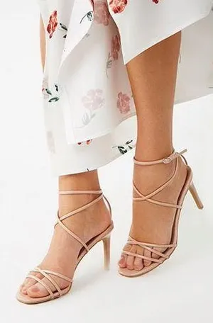 Boutique Nude Faux Patent Leather Strappy Heels thumbnail 1