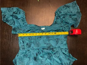 Altar'd State Roxanne Teal Green Floral Lace Layered Maxi Dress thumbnail 5