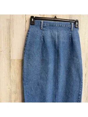 Vintage 90s America America Women's Small Denim Midi Skirt High Waist Skirt thumbnail 9