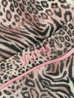 Skims Sleep Short Sleeve Button Up Top & Shorts Pink Animal Print Pajama Set S thumbnail 7