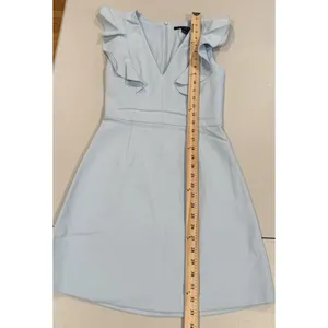 NEW French Connection Dress Womens 2 Light Blue Ruffle Going Out Party Minimal thumbnail 4