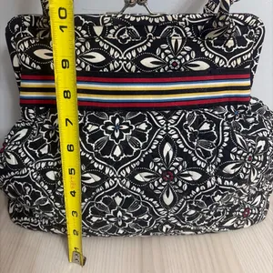 Vera Bradley Barcelona Lock Satchel Black and White Patterned Tote Bag thumbnail 7