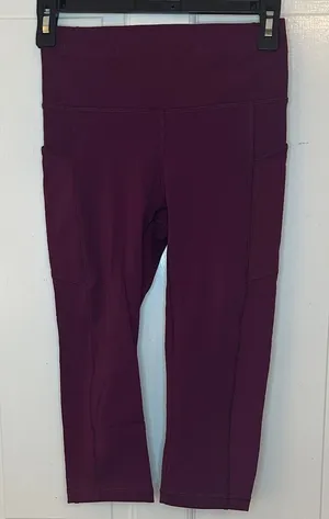 Lululemon Eggplant High-Waisted Cropped‎ Leggings size 4 EUC thumbnail 1