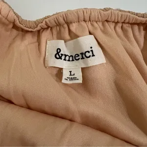 &merci Star Print Ruffle Off‎ Shoulder Tiered Mini Dress Peach Large thumbnail 4