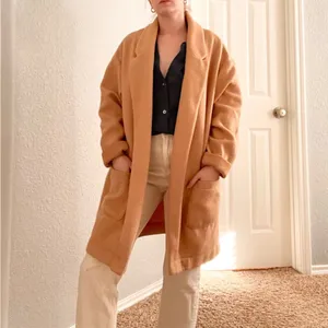 Express Cozy Tan Long Coat thumbnail 6