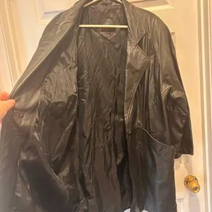 VTG General Clothing‎ Company Ltd Black Leather Jacket WomenscL 80's Oversized thumbnail 8